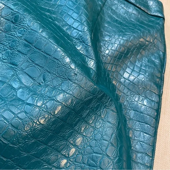 ModCloth Teal Reptile Pleather Zipper Front Mini Skirt - Picture 13 of 16